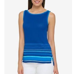 Blue Striped Sleeveless Top